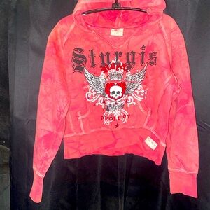 AMERICAN RAG. HOODED TIE DYED CROPPED, SWEATSHIRT